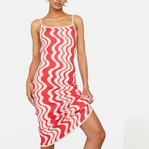 Pretty Garbage Wavy Print Midi Dress